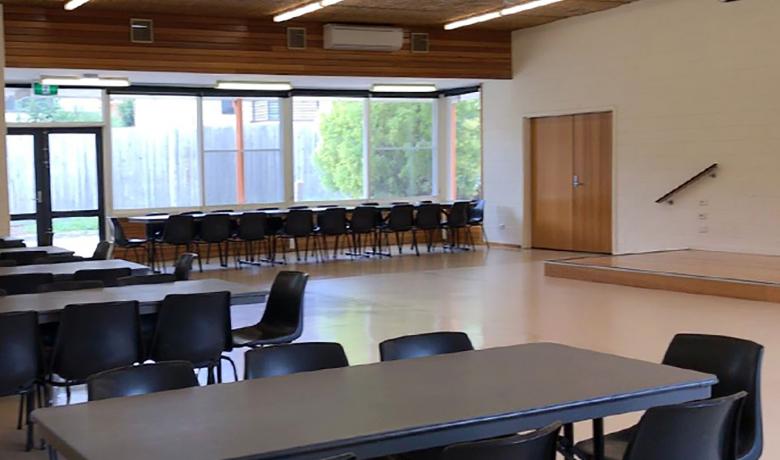 Stage and chairs inside the centre